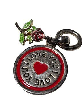 Vintage I Love You Rose Pendant Charm Silver Tone Fashion Jewelry Women DIY